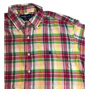 Vintage Men’s Ralph Lauren Large Blake Plaid Short‎ Sleeve Shirt
